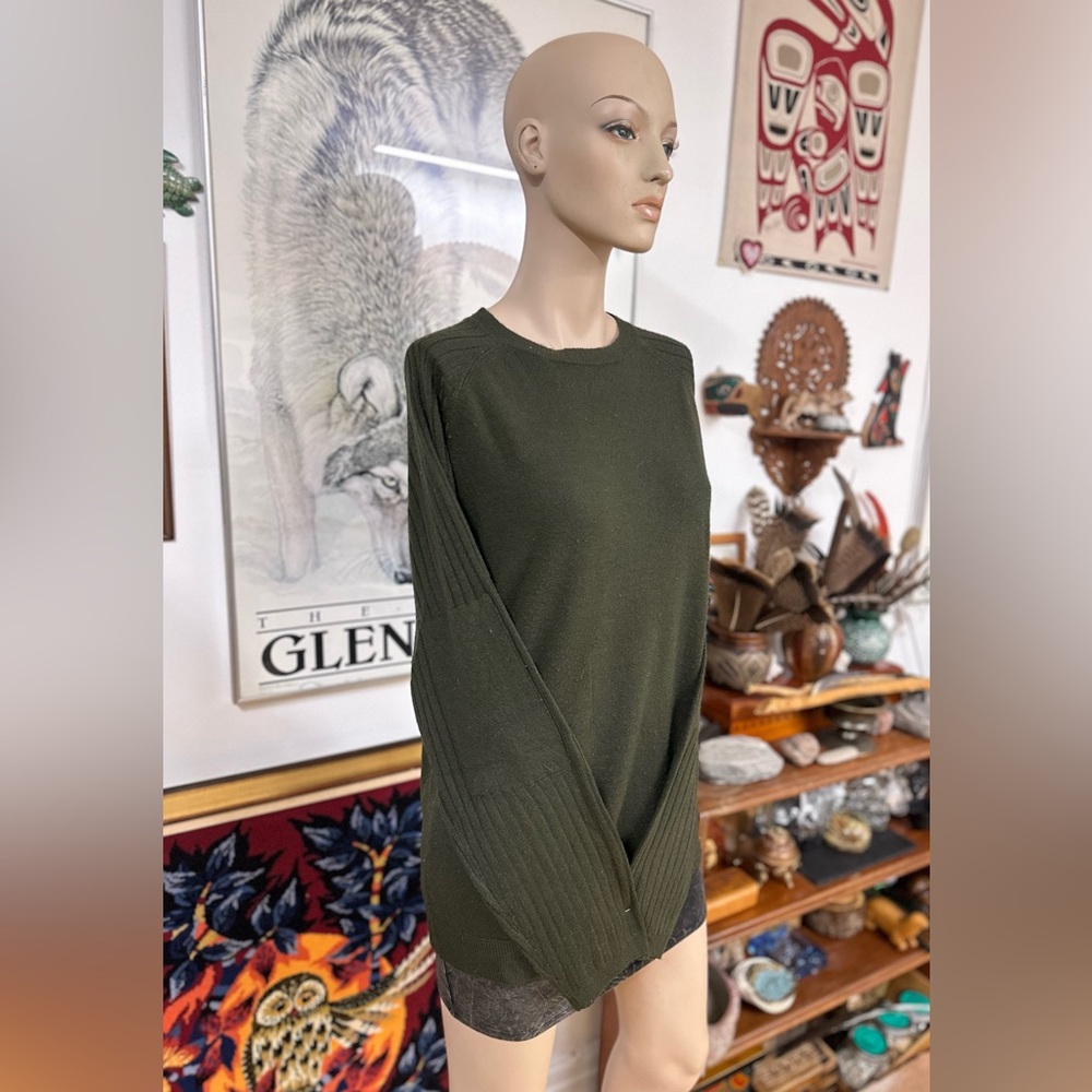 Dark Moss Green Crewneck with ‘Patched’ Elbows